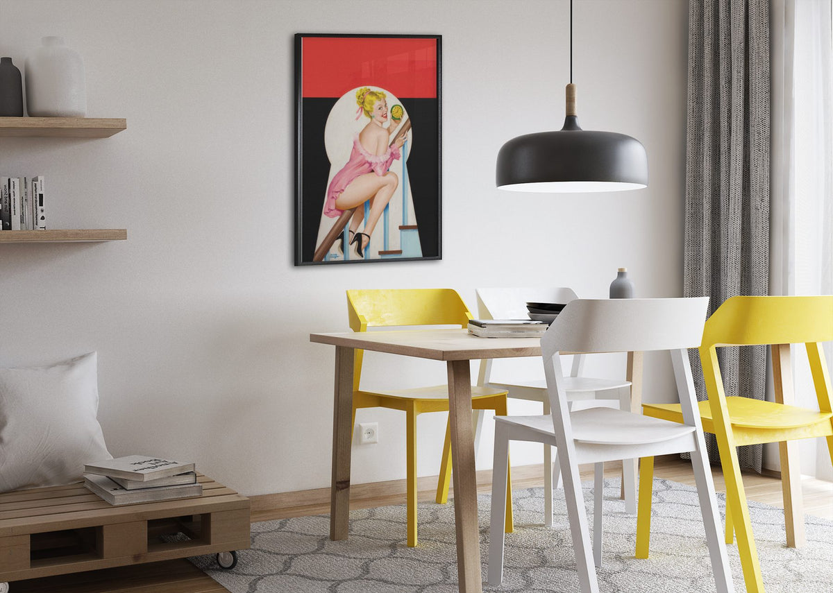Time for Some Fun poster framed above a dining table