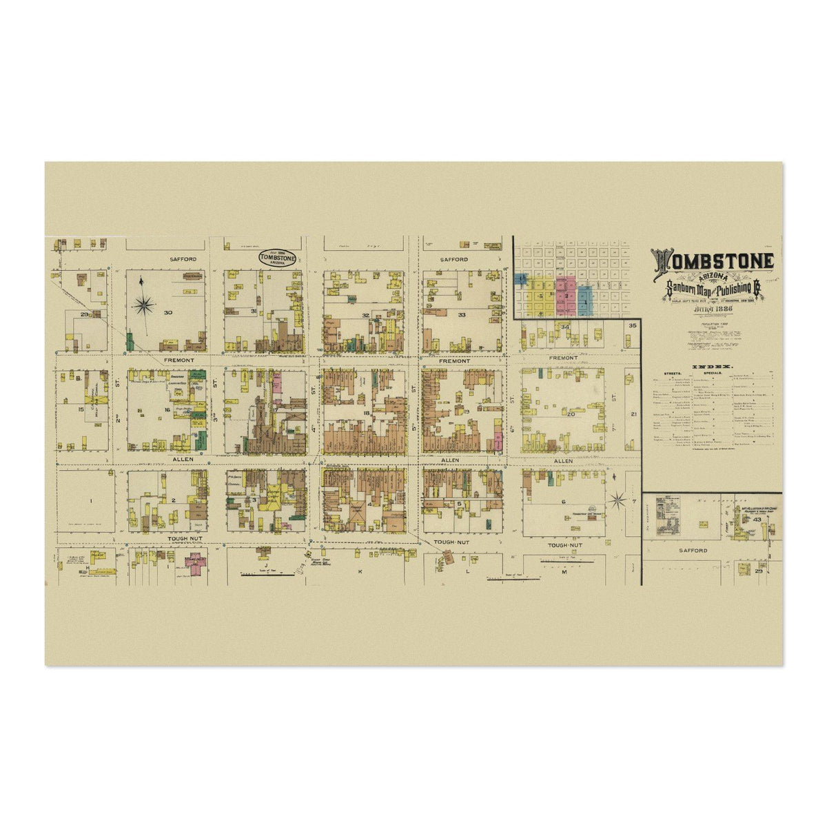 Tombstone 1880s Street Map vintage print