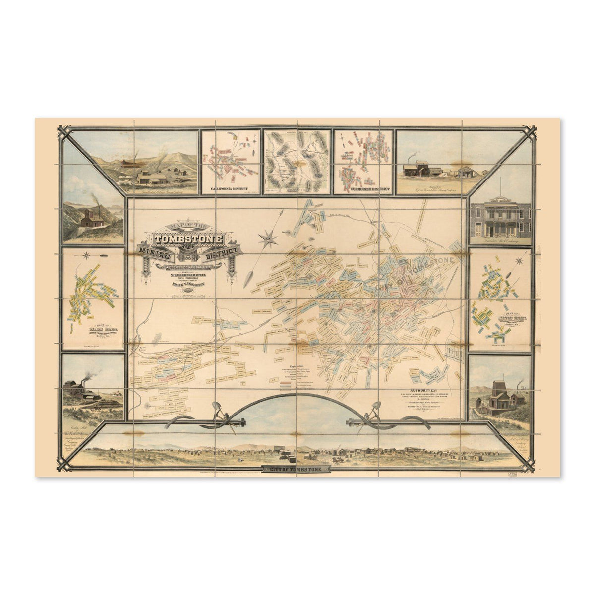 Tombstone Mining District 1881 Map vintage print