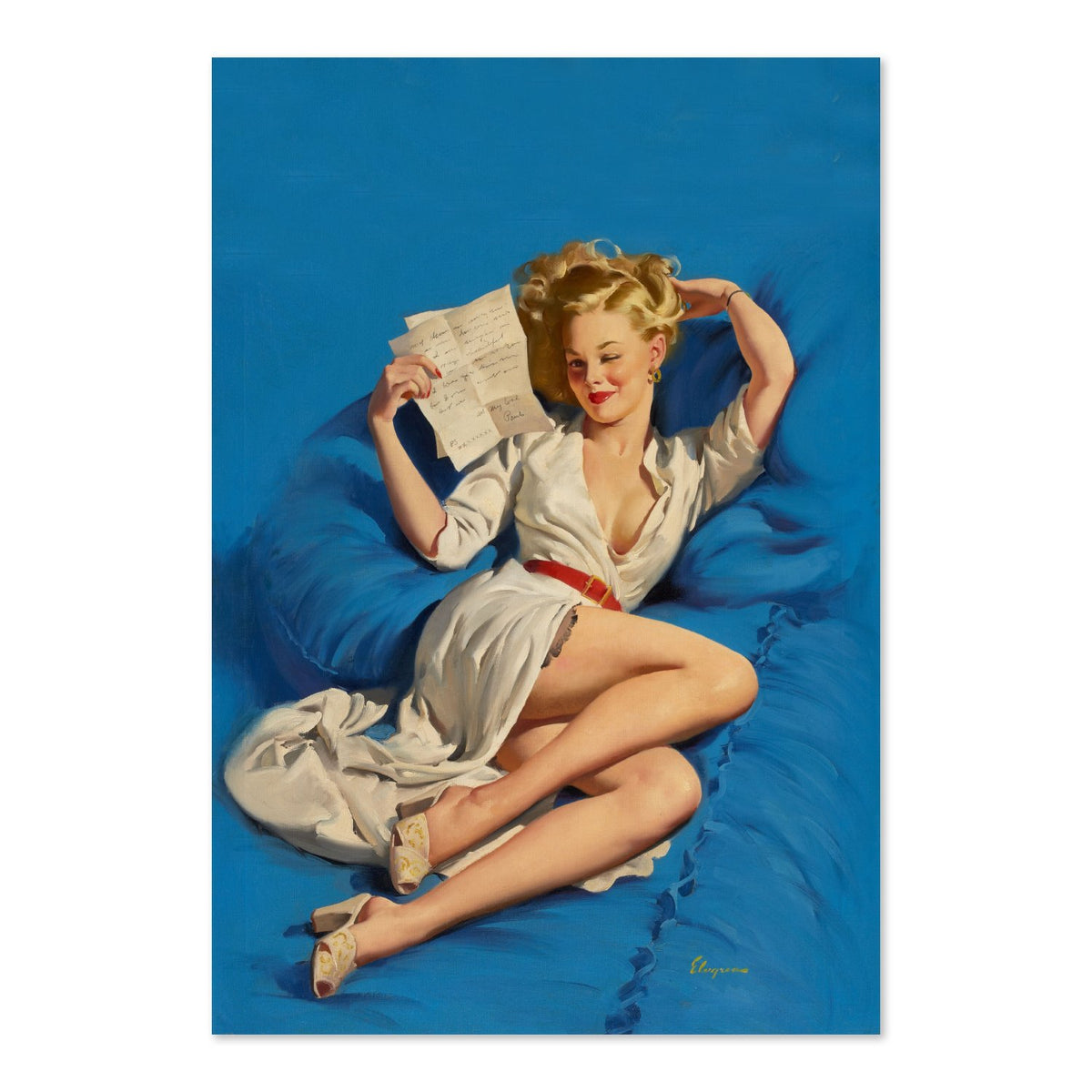 Too Good to Be True by Gil Elvgren, pin-up poster — framed print