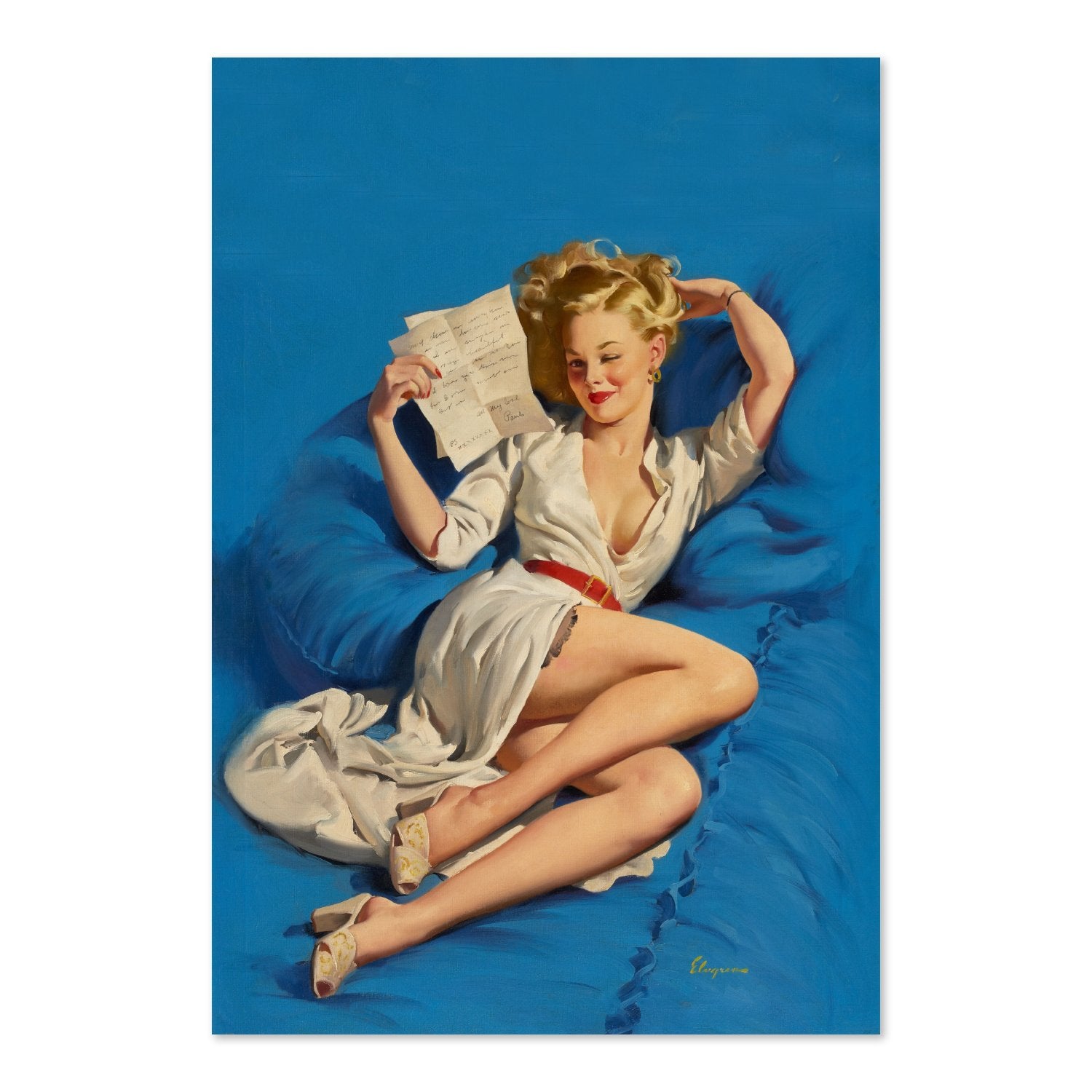 Too Good to Be True by Gil Elvgren, pin-up poster — framed print