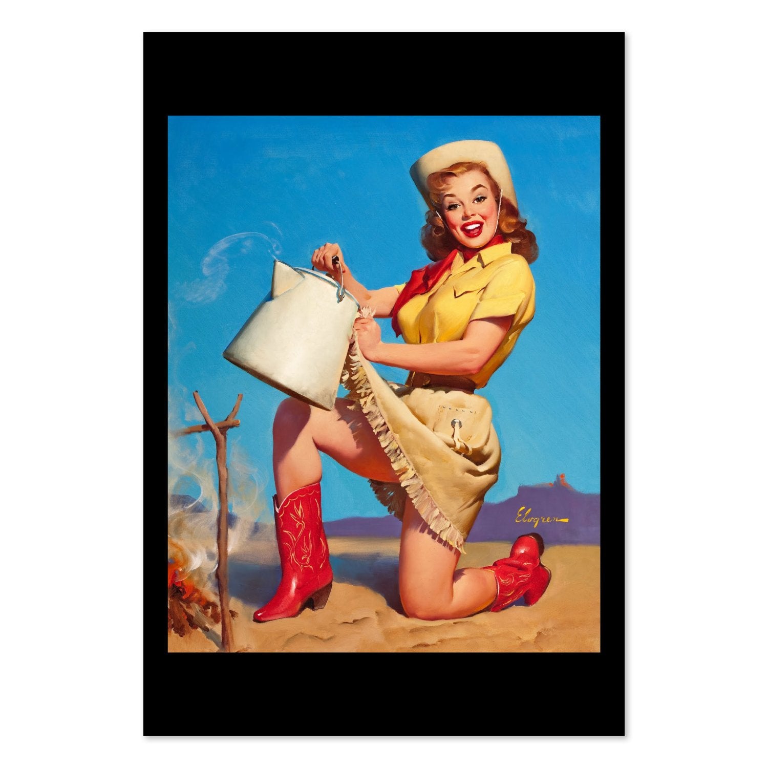 Tops in Service by Gil Elvgren, pin-up poster — framed print
