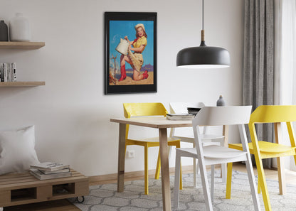 Tops in Service by Gil Elvgren, pin-up poster — dining room