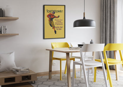 Touchdown poster framed above a dining table