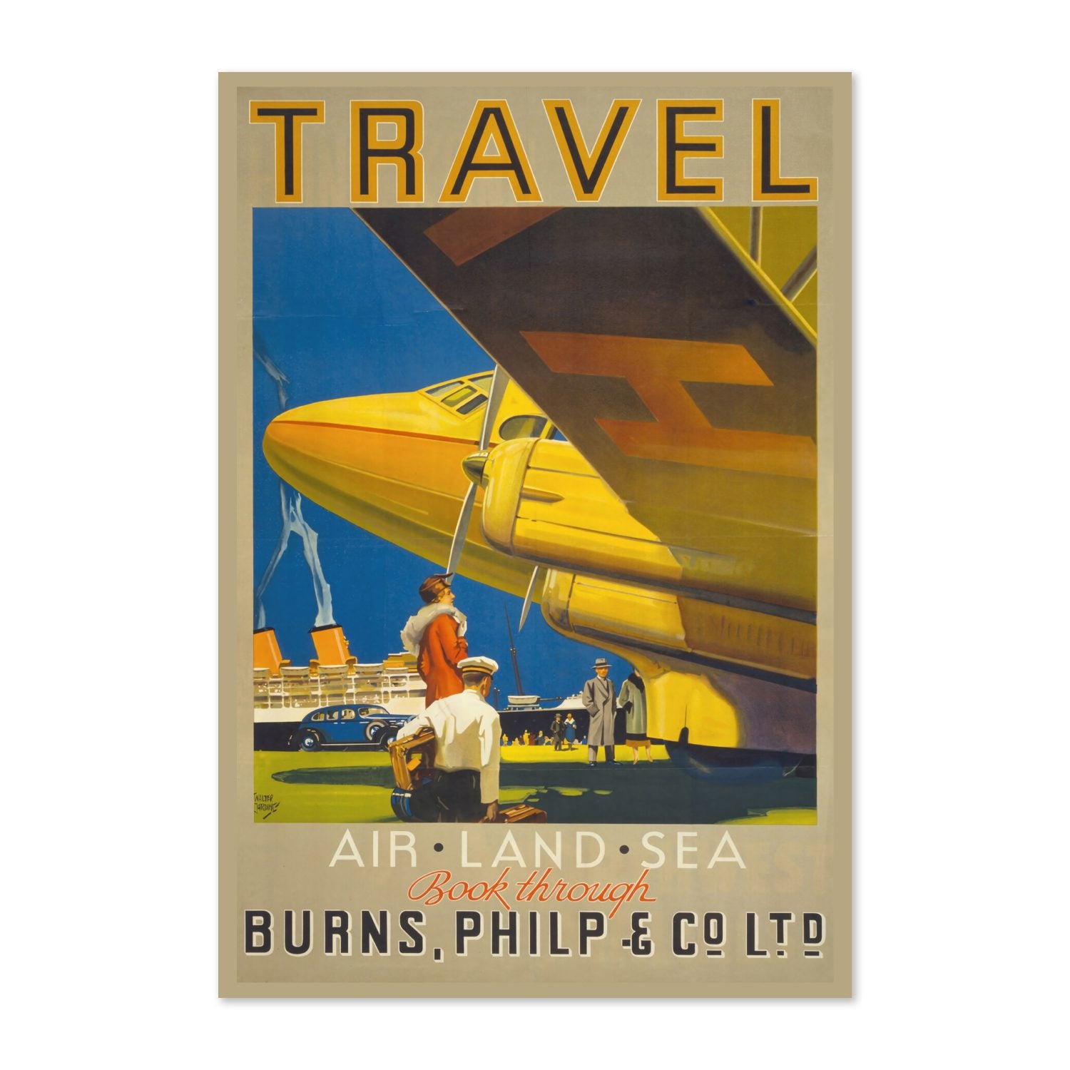 Travel Air Land Sea Burns Philp poster print