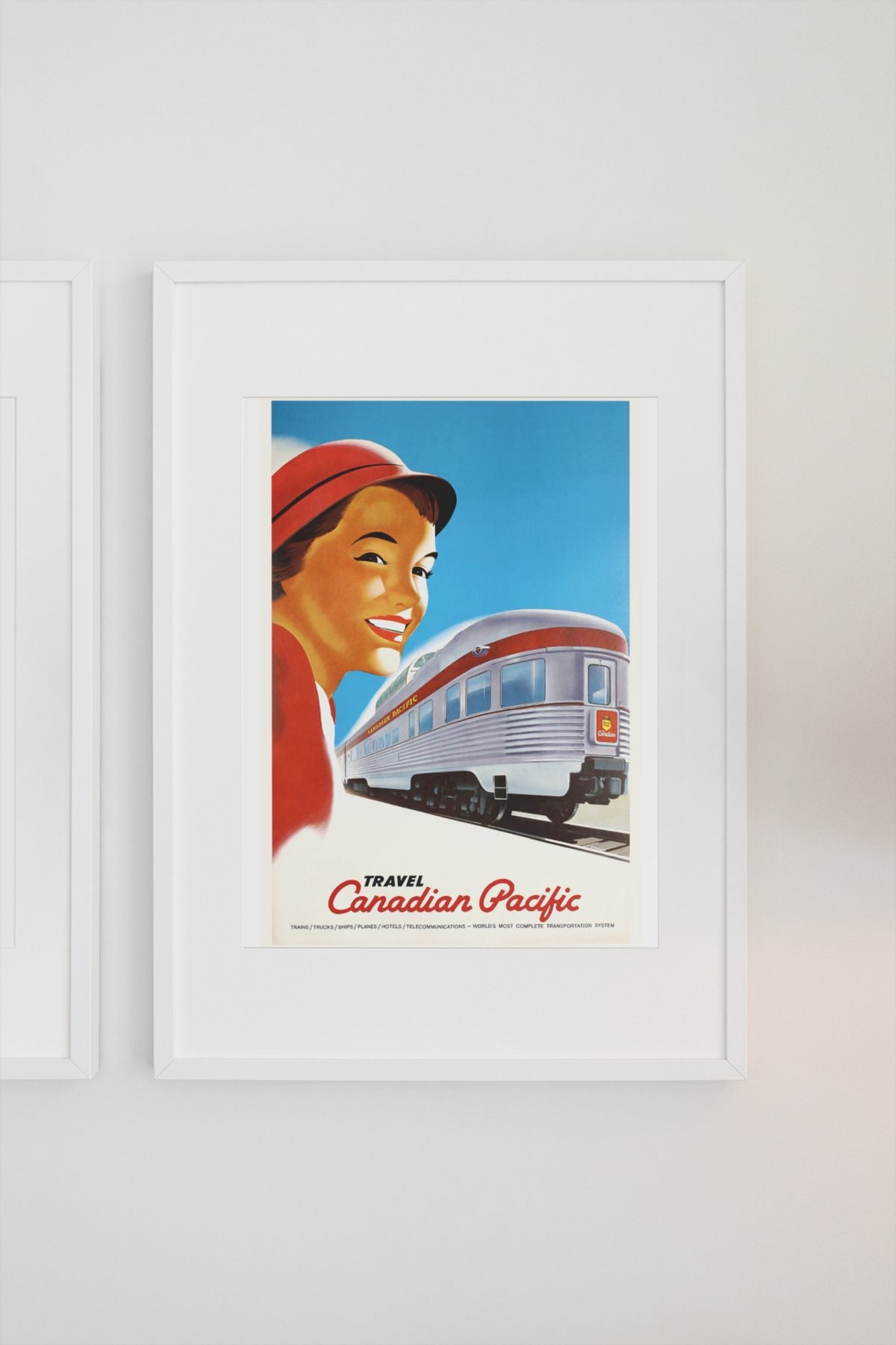 Travel Canadian Pacific 1948 poster on a light wall