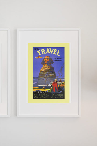 Travel to Egypt Burns Philp poster on a light wall