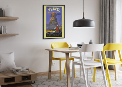 Travel to Egypt Burns Philp poster framed above a dining table