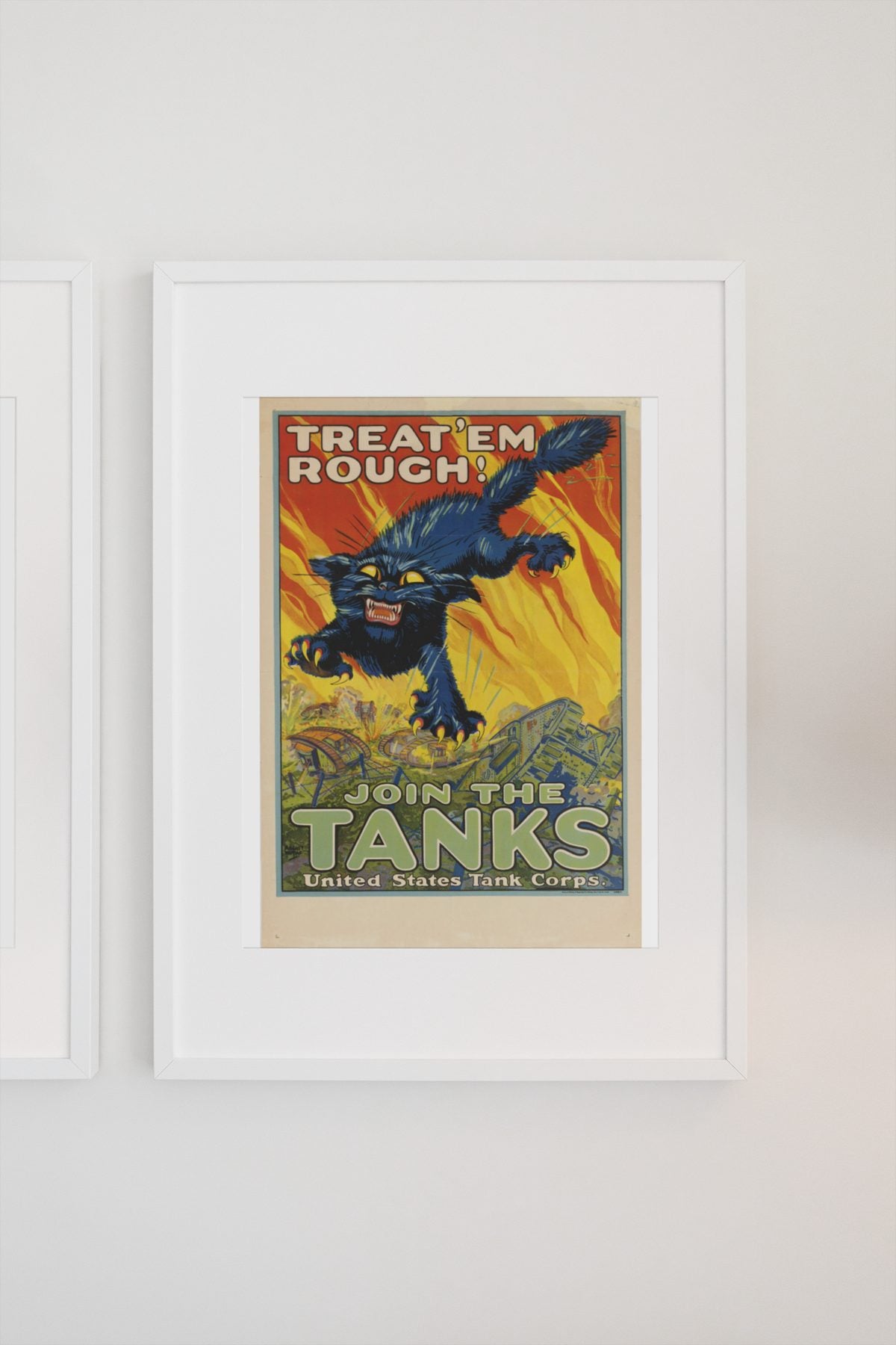 Treat Em Rough Join the Tanks poster on a light wall