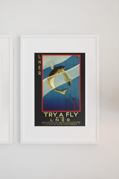 Try a Fly LNER Trout Fishing poster on a light wall