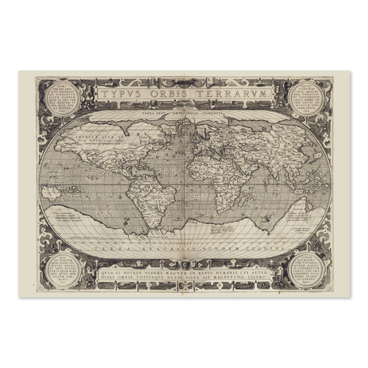 Typus Orbis Terrarum 1608 poster print