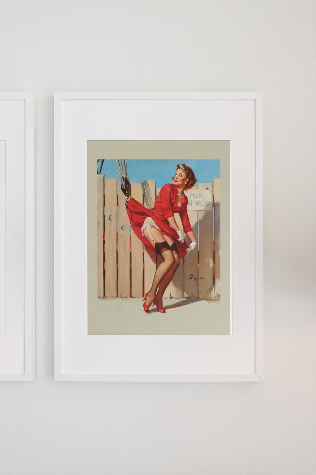 Unexpected Lift by Gil Elvgren, pin-up poster — gallery wall