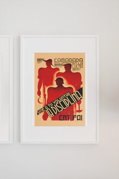 Unite Your Will With Discipline poster on a light wall
