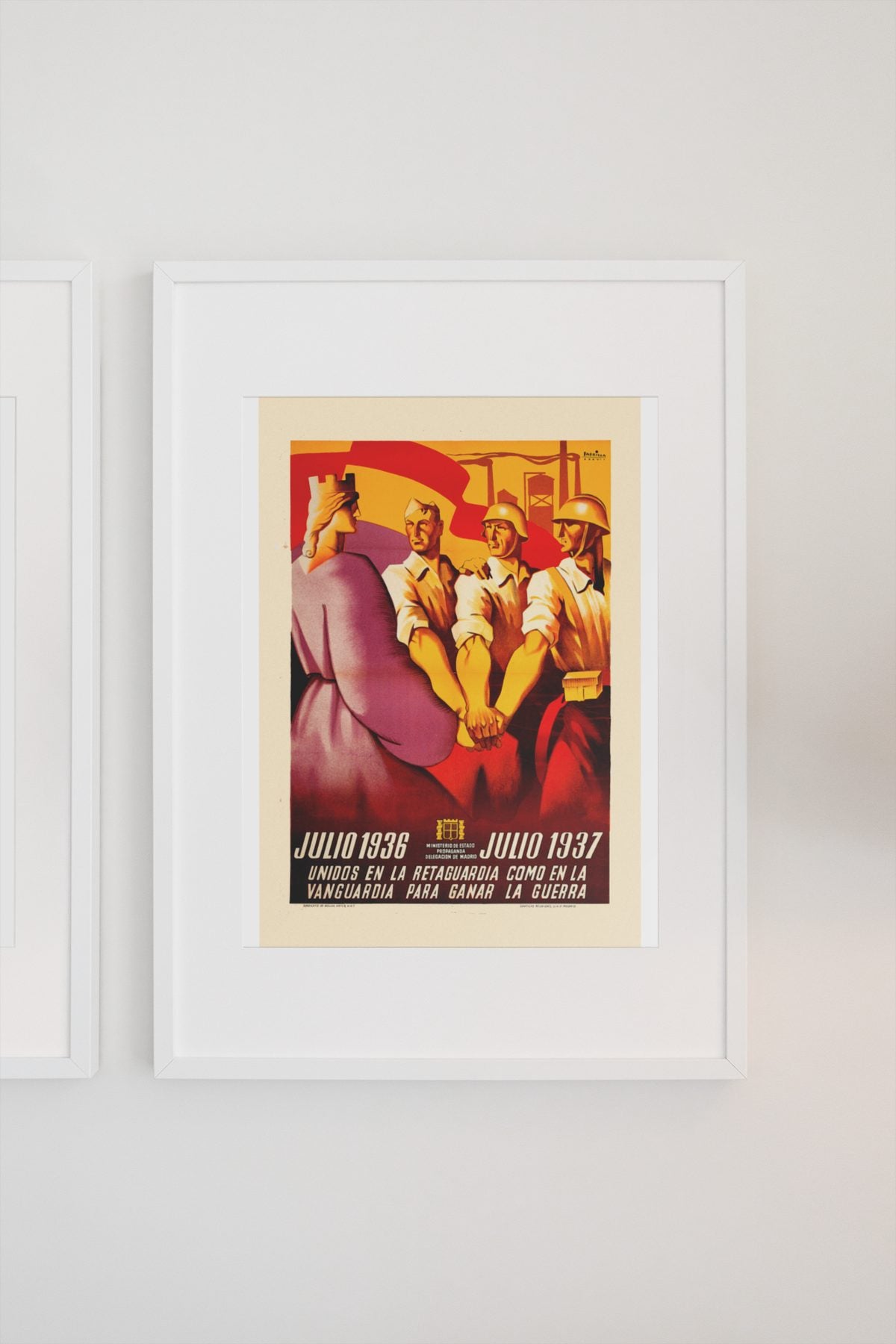 United July 1936 July 1937 poster on a light wall