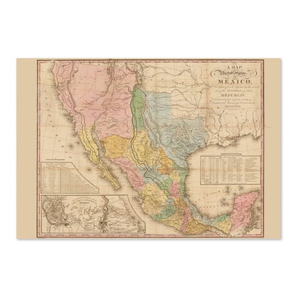 United States of Mexico 1820s Map vintage print