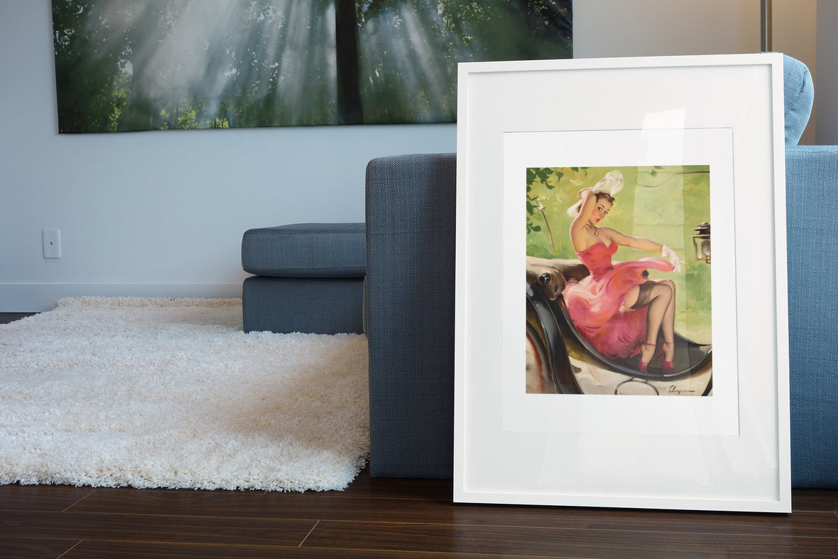 Up in Central Park by Gil Elvgren, pin-up poster — living room wall
