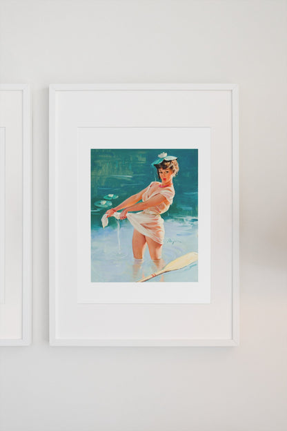 Upsetting Upset by Gil Elvgren, pin-up poster — gallery wall