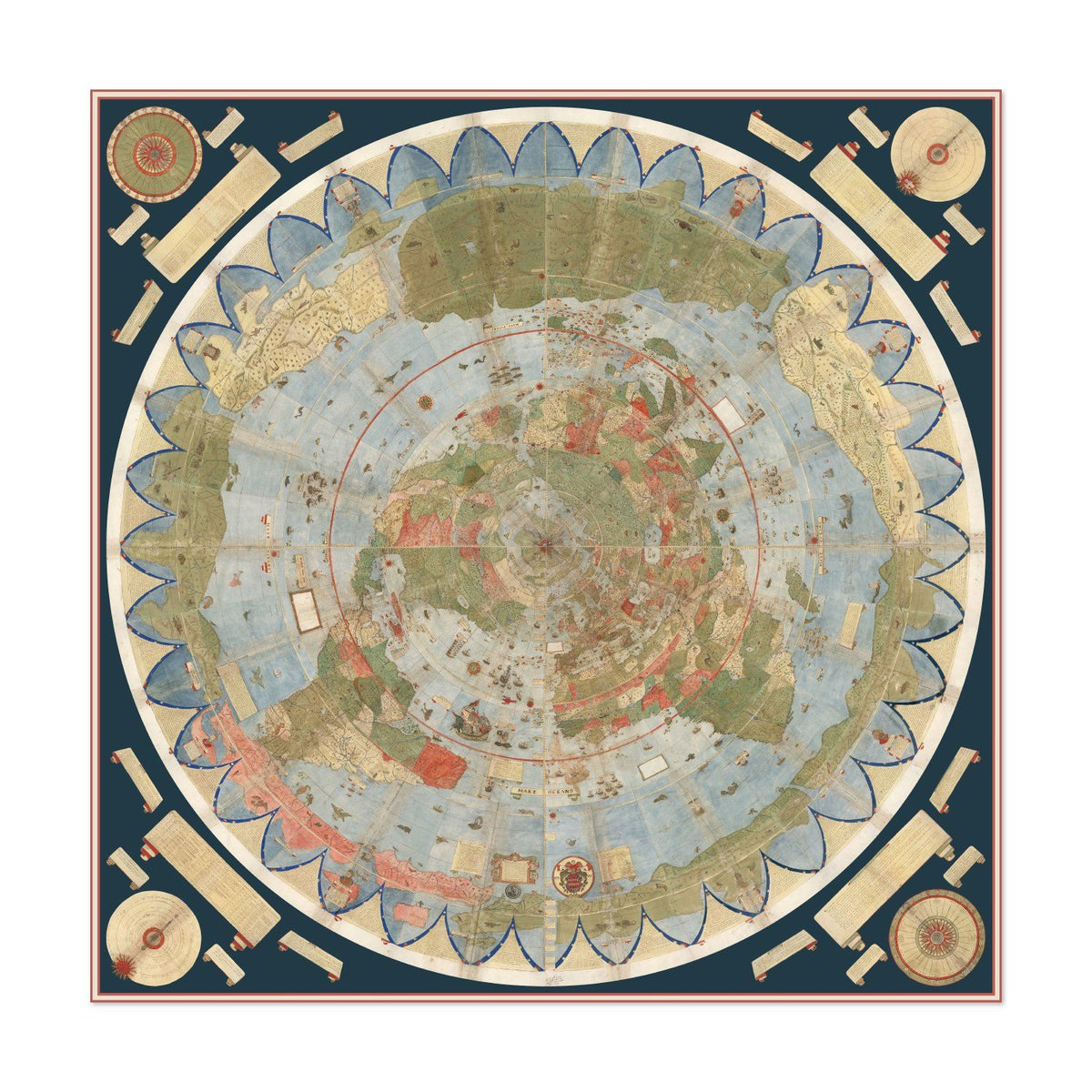 Urbano Monte World Map 1587 vintage print