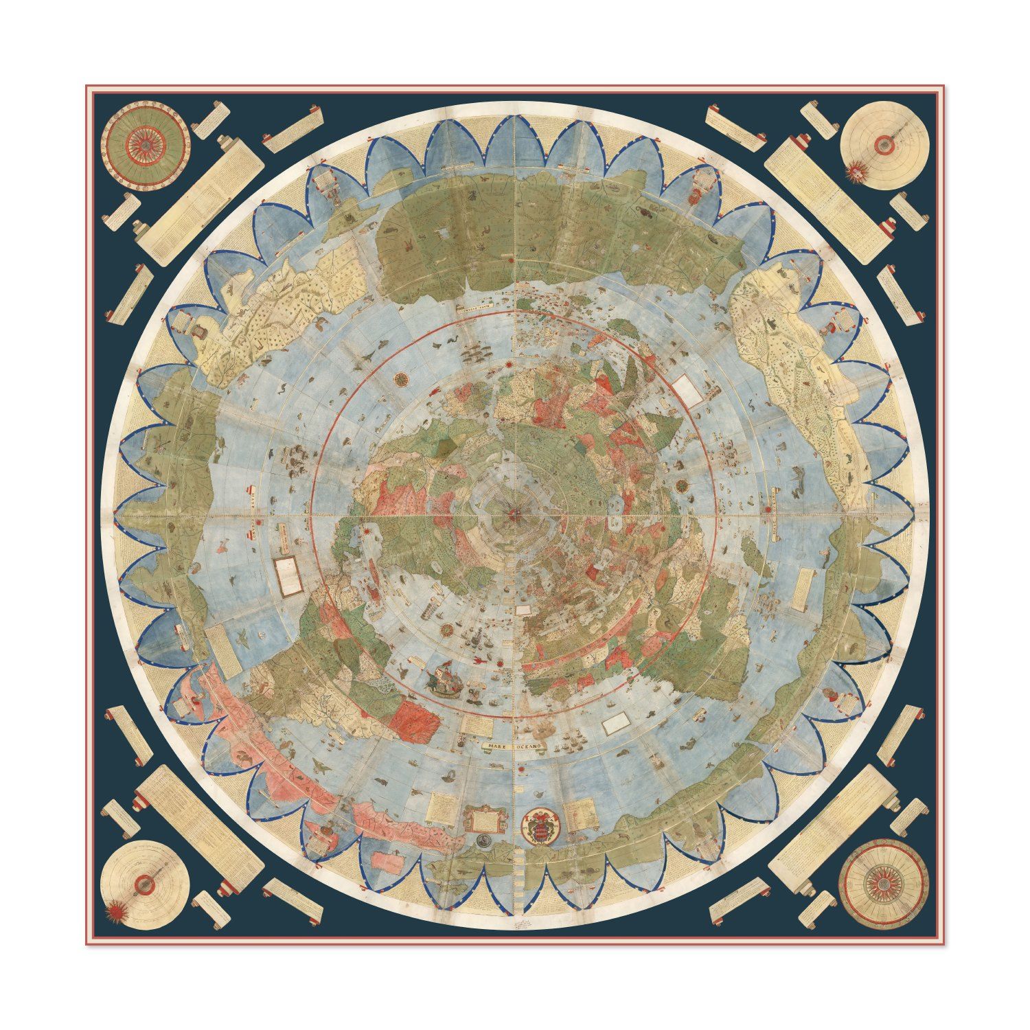 Urbano Monte World Map 1587 vintage print