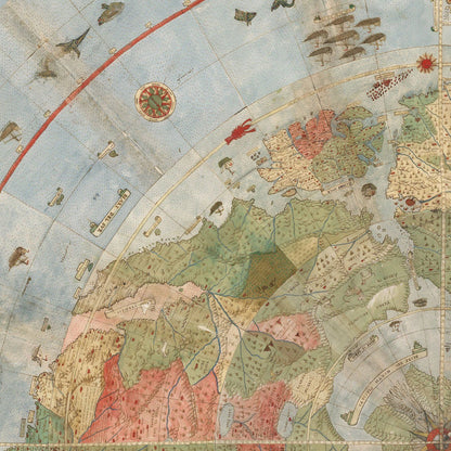 Close-up detail of the Urbano Monte World Map 1587