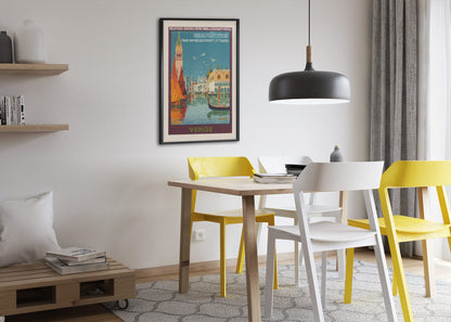 Venise Paris to Constantinople Express poster framed above a dining table