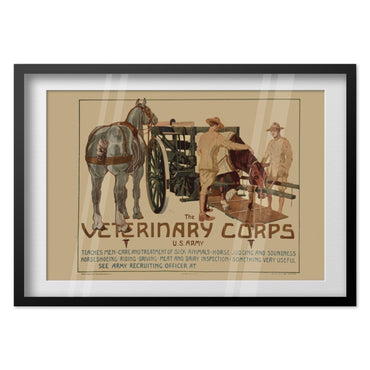 Veterinary Corps U.S. Army poster in a black frame