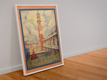 Vicenza Basilica Palladiana poster in a white frame leaning against a wall