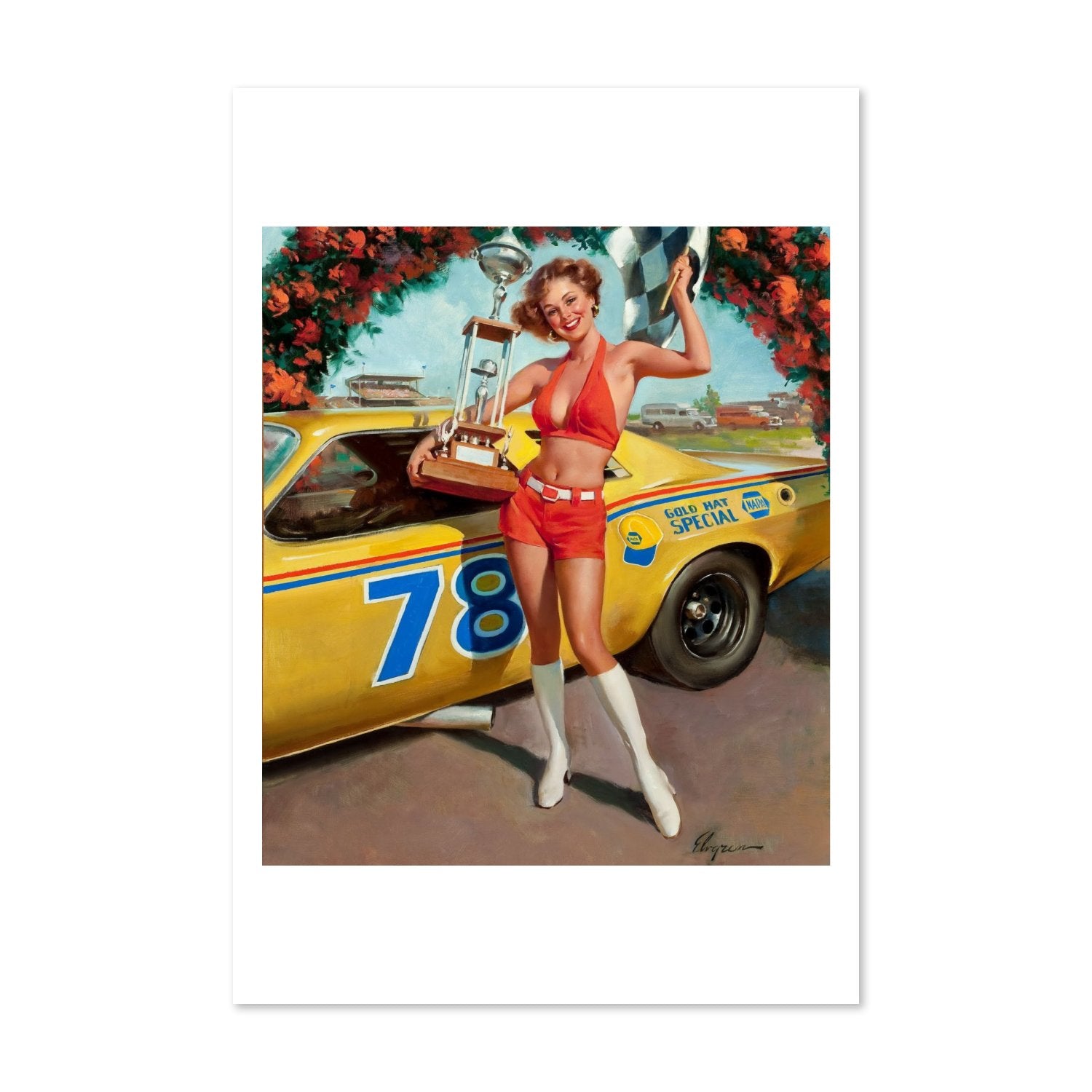 Victory! by Gil Elvgren, pin-up poster — framed print