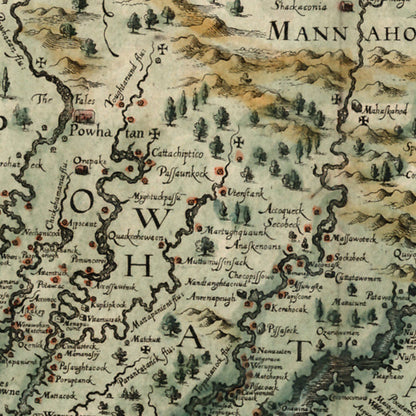 Close-up detail of the Virginia 1620s Map