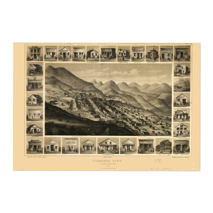 Virginia City 1861 Panoramic Map poster print