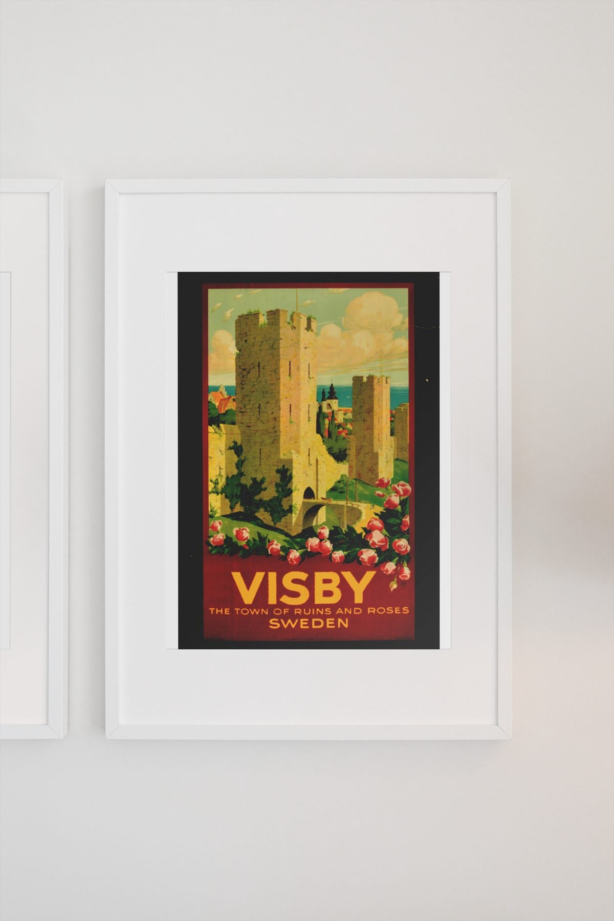 Visby — Town of Ruins and Roses poster on a light wall