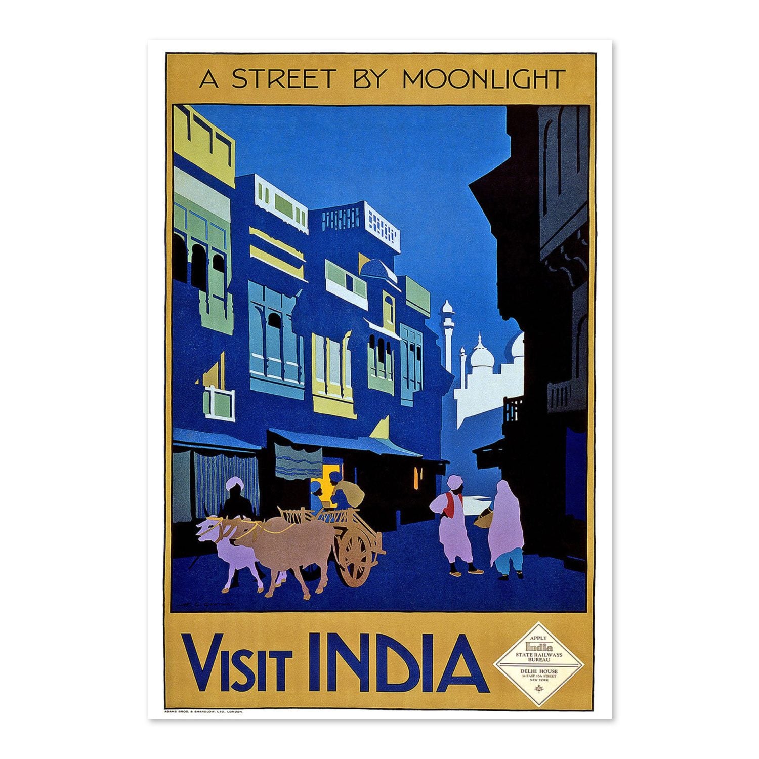 Visit India Street by Moonlight poster print