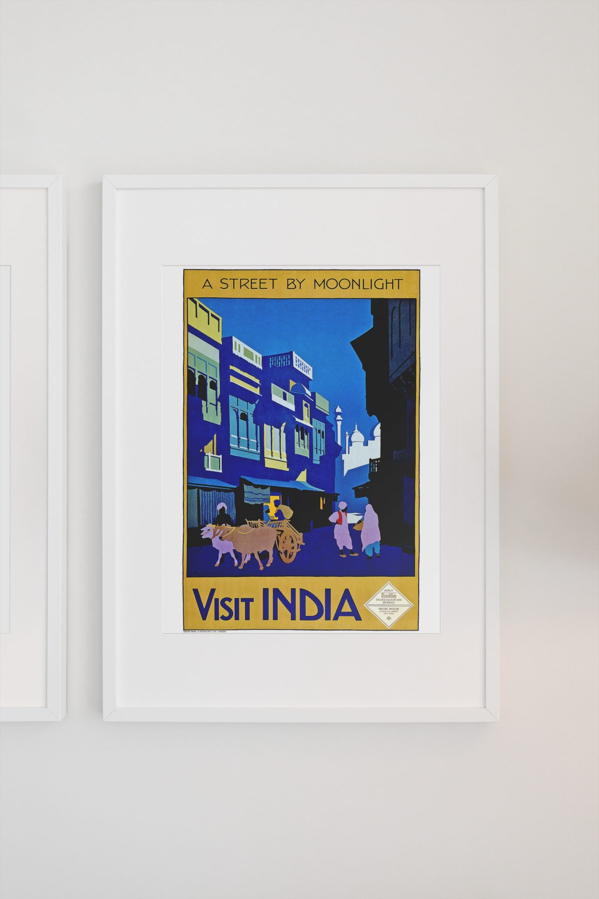 Visit India Street by Moonlight poster on a light wall