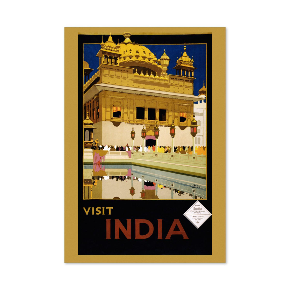 Visit India Golden Temple poster print