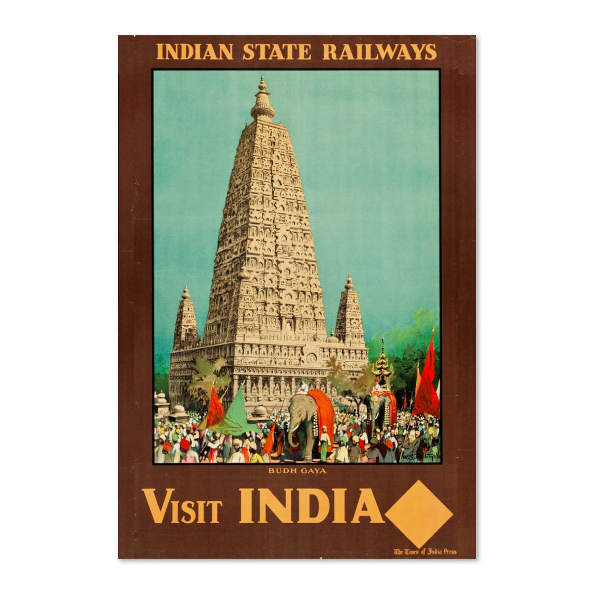 Visit India Indian State Railways poster print
