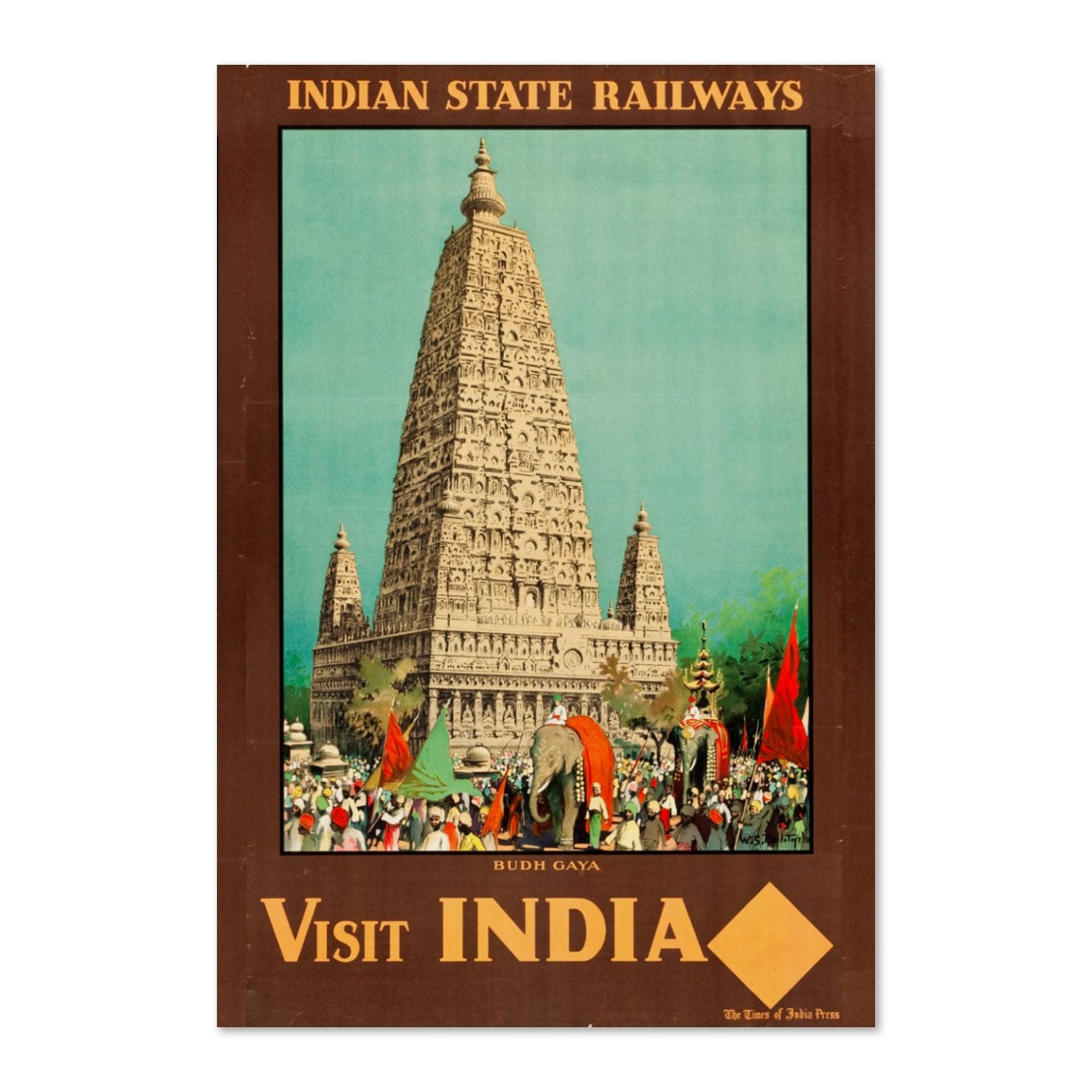 Visit India Indian State Railways poster print