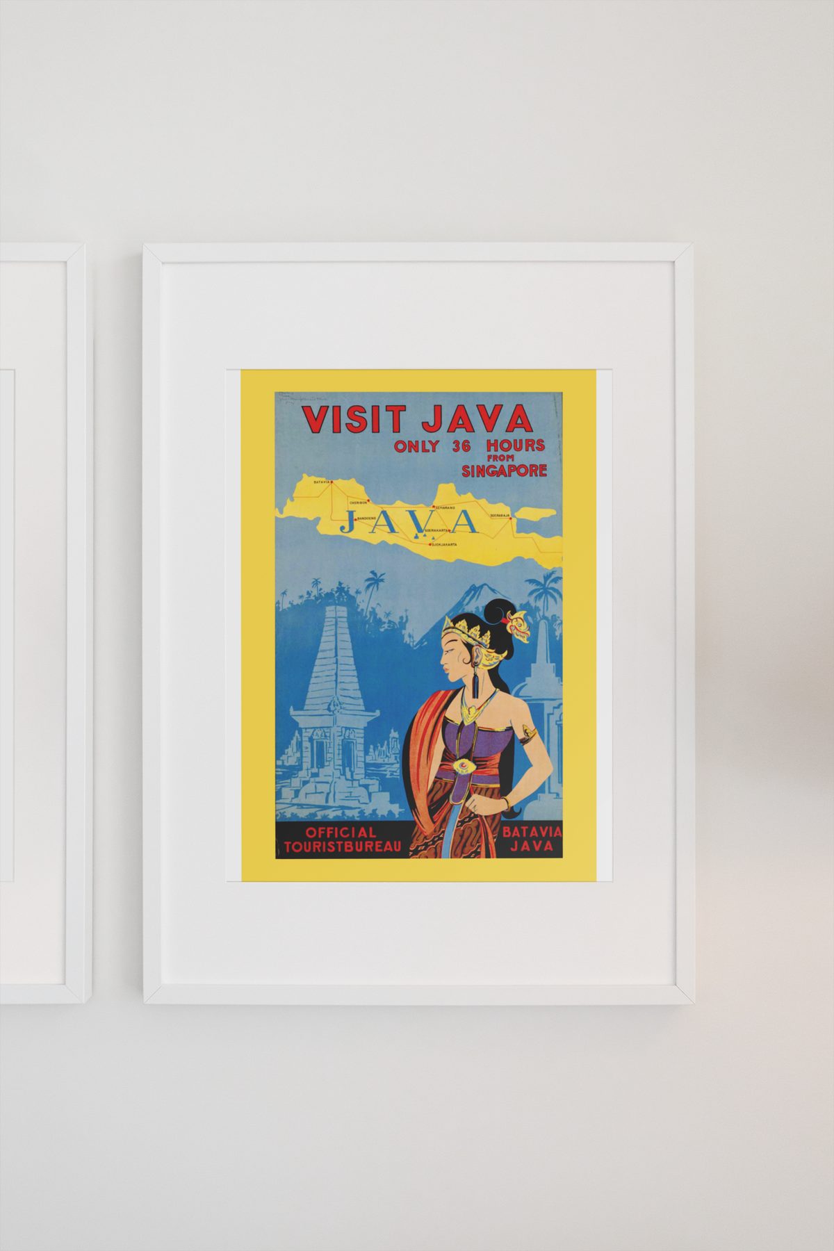Visit Java poster on a light wall