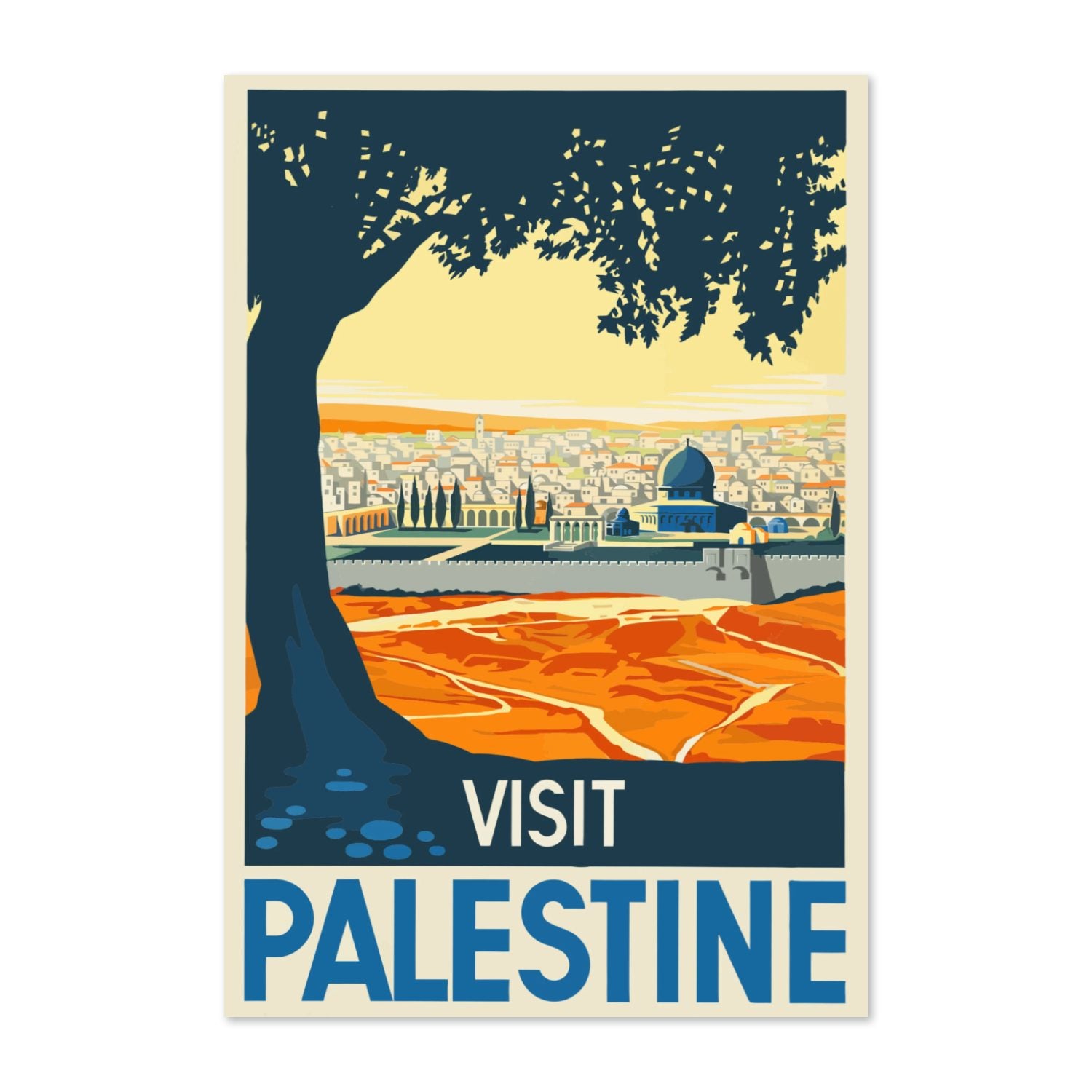Visit Palestine Old Jerusalem poster print