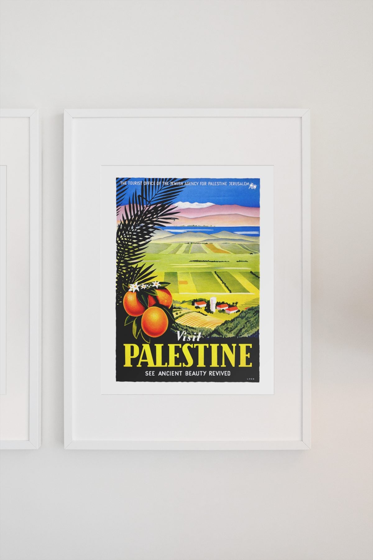 Visit Palestine Ancient Beauty Revived poster on a light wall