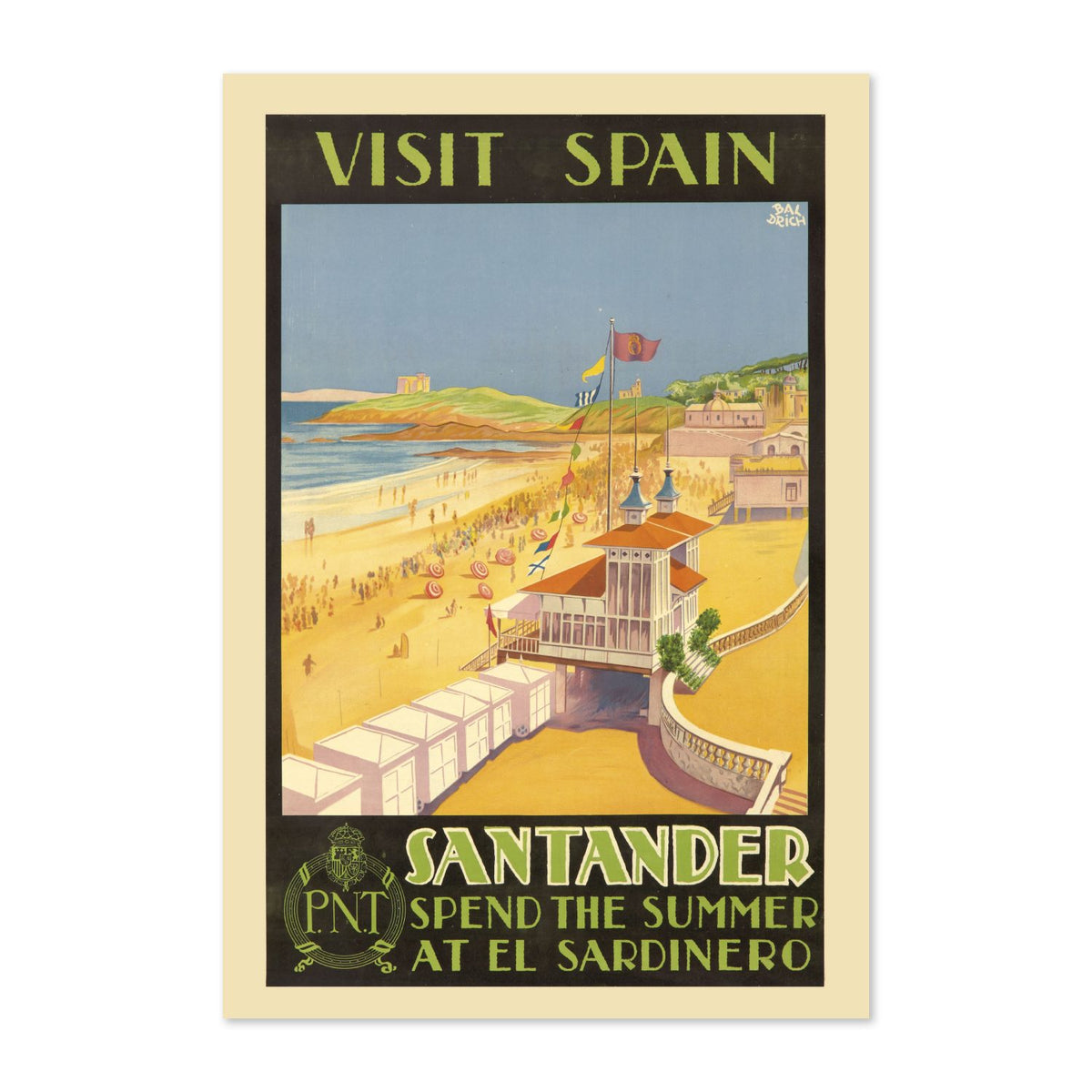 Visit Spain Santander poster print