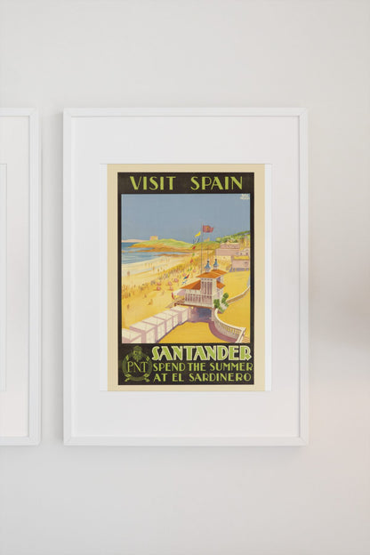 Visit Spain Santander poster on a light wall