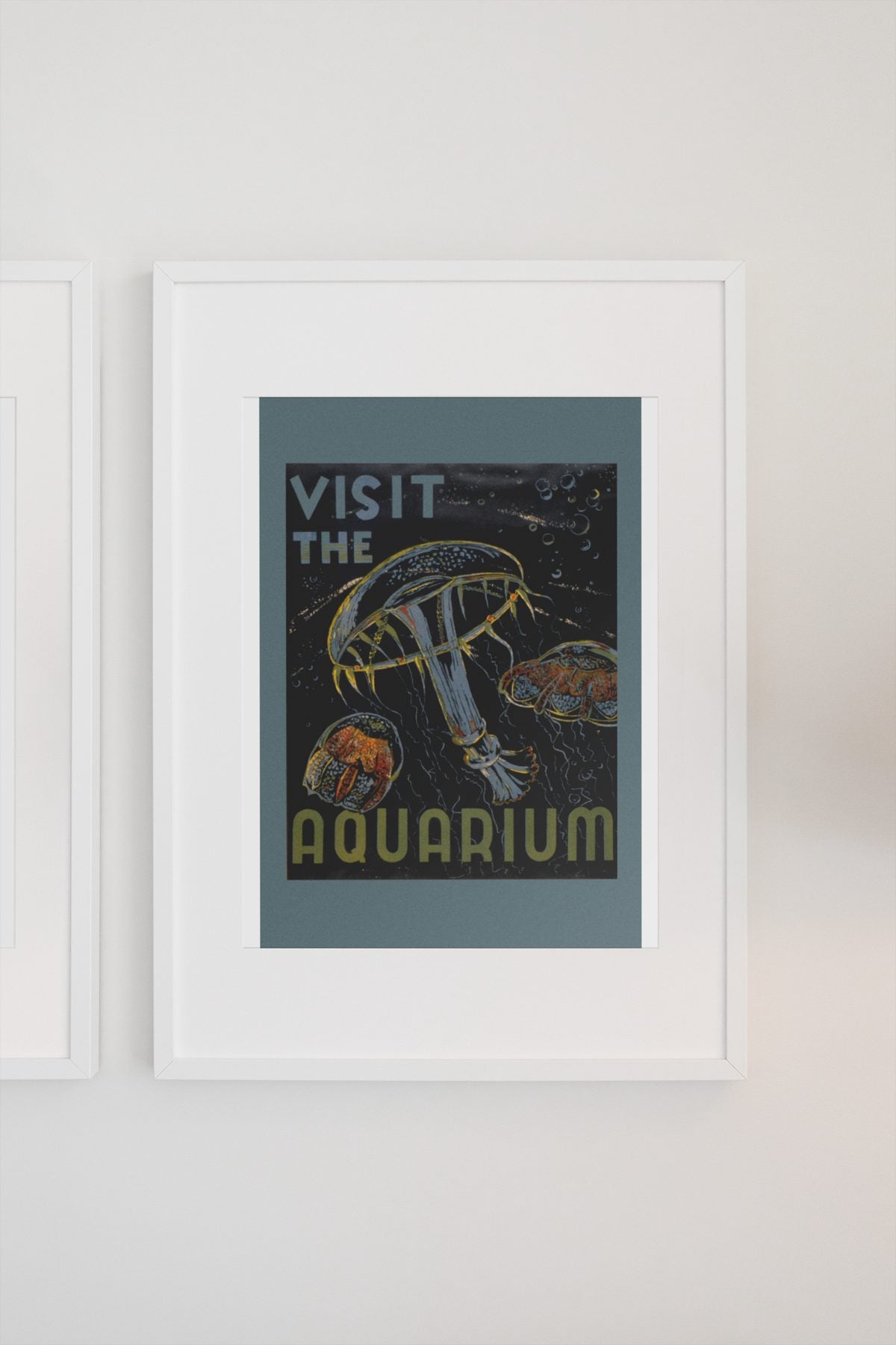 Visit the Aquarium Jellyfish poster on a light wall