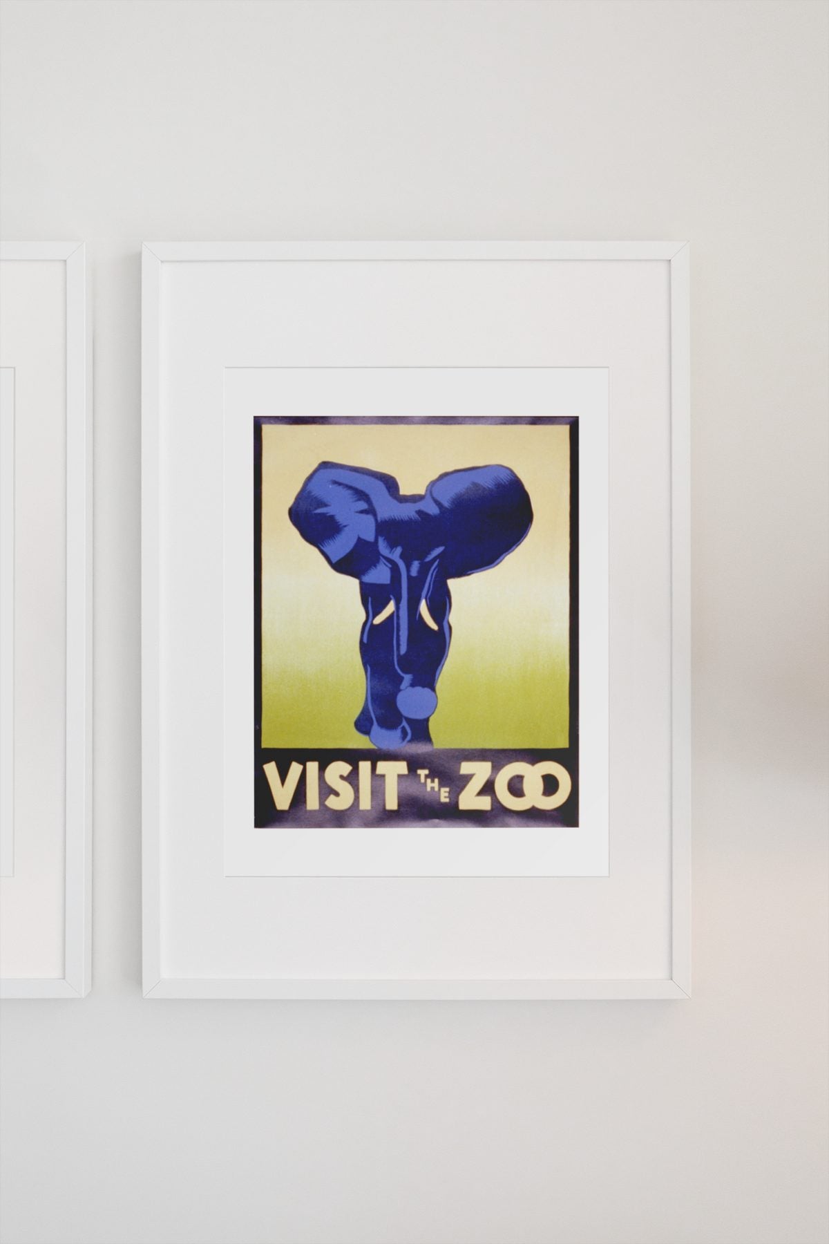 Visit the Zoo Elephant poster on a light wall