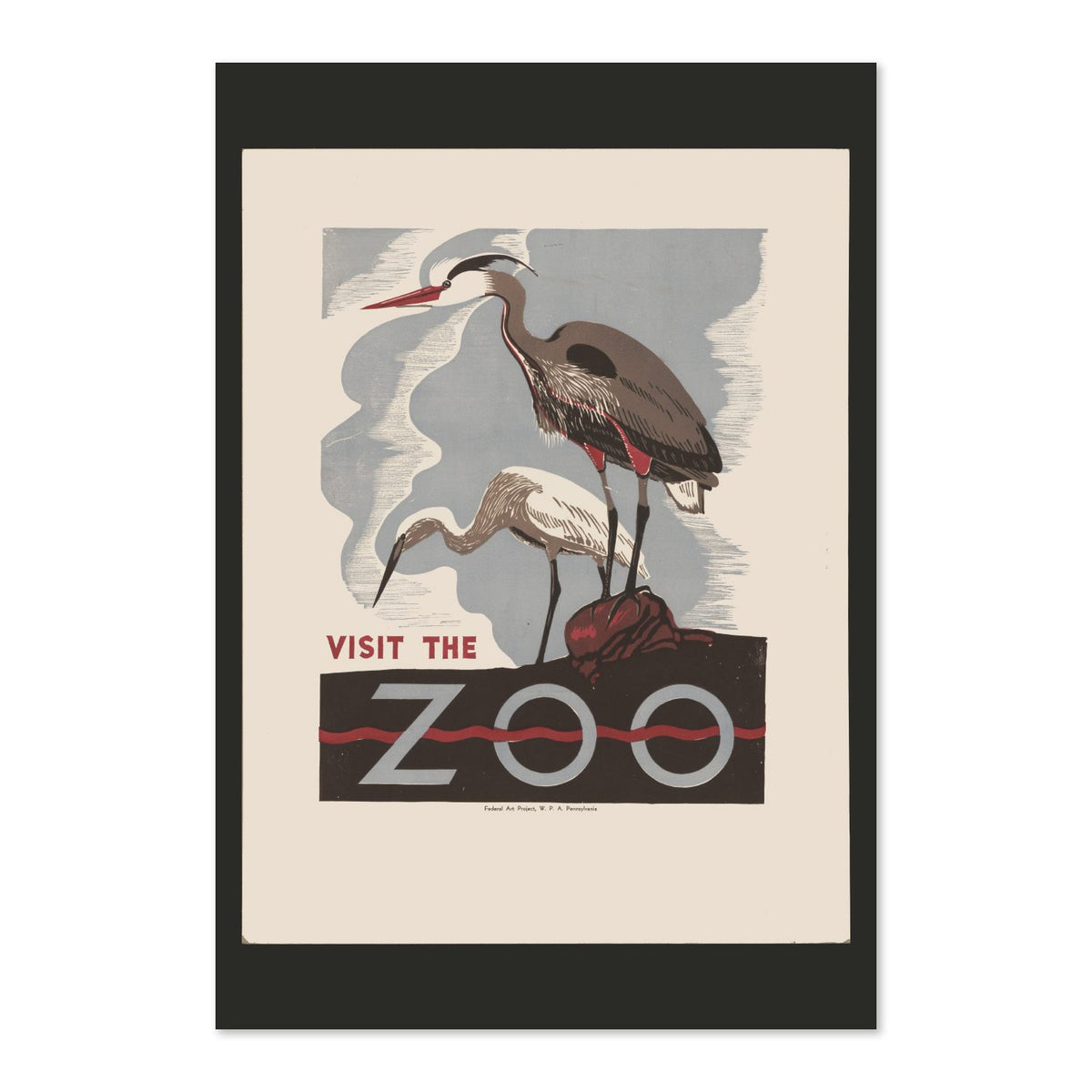 Visit the Zoo Herons poster print