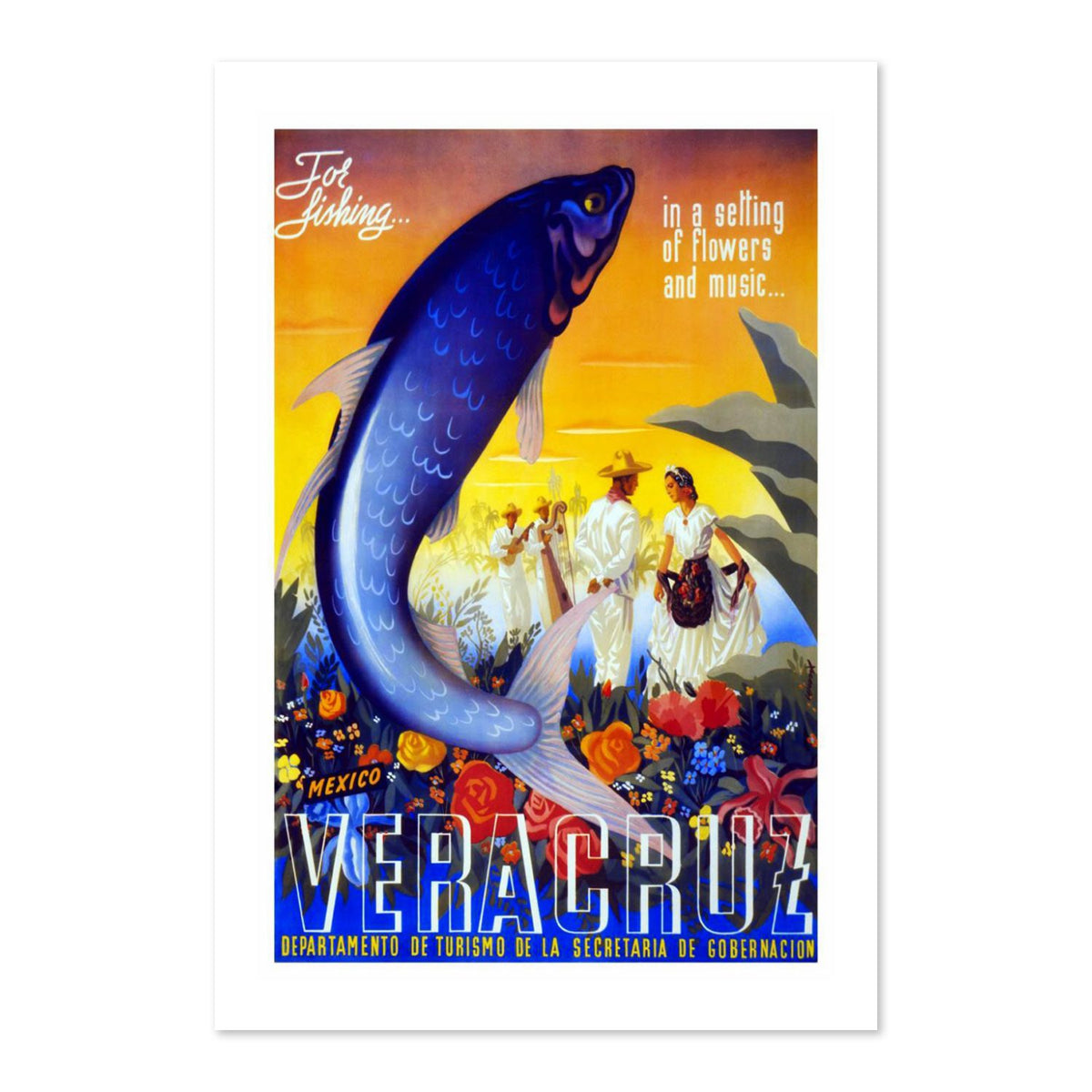 Visit Veracruz Fishing poster print