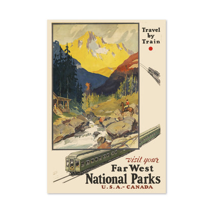 Far West National Parks Travel by Train poster print