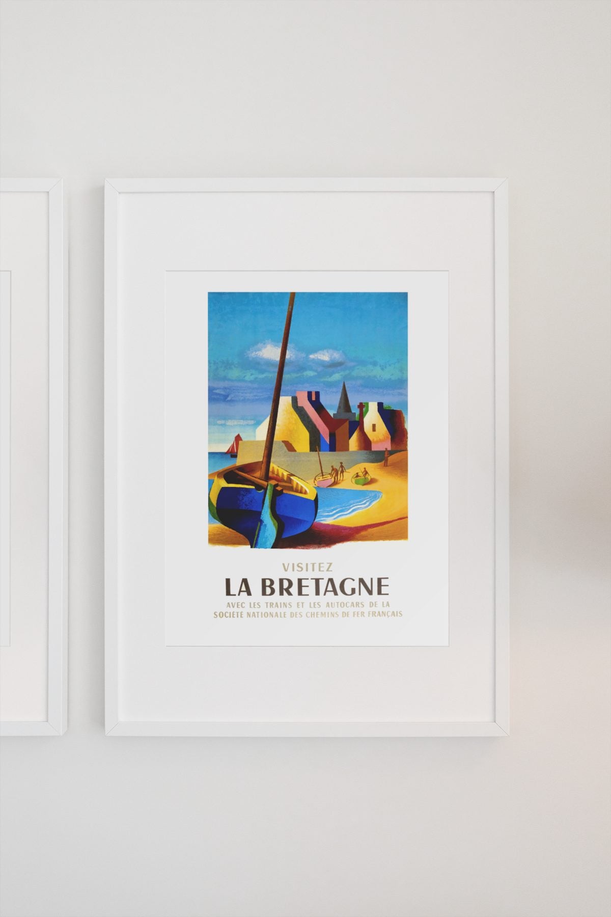 Visitez La Bretagne poster on a light wall
