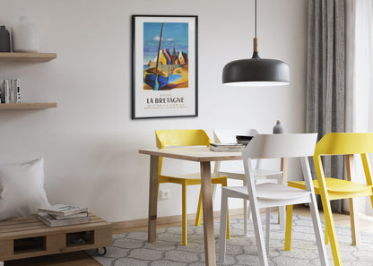 Visitez La Bretagne poster framed above a dining table