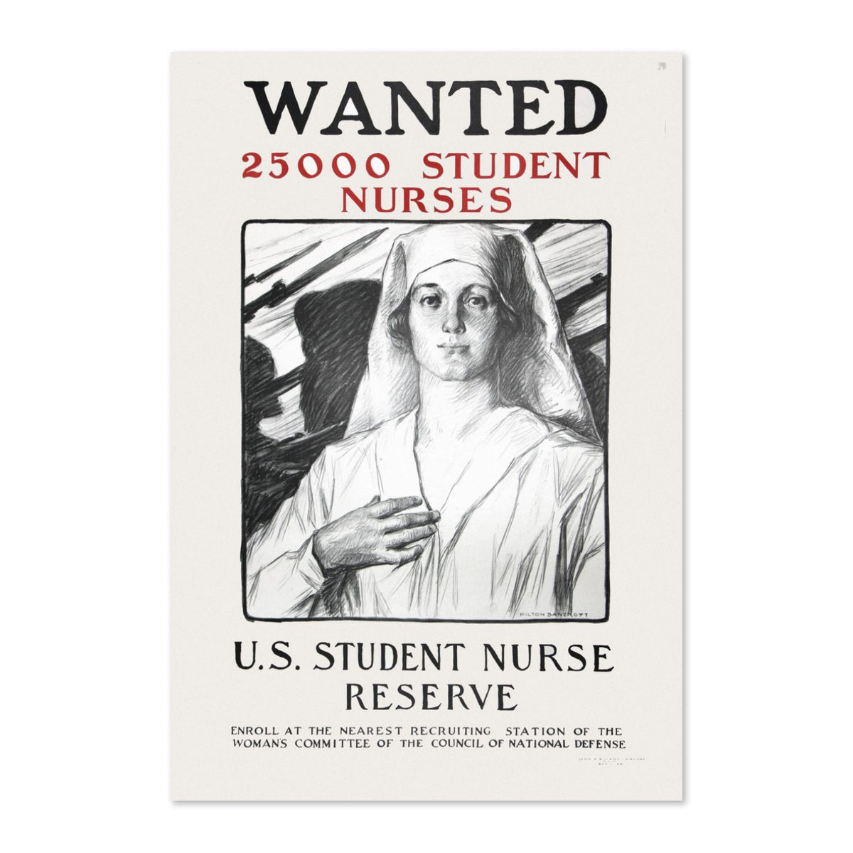 Wanted 25000 Student Nurses poster print