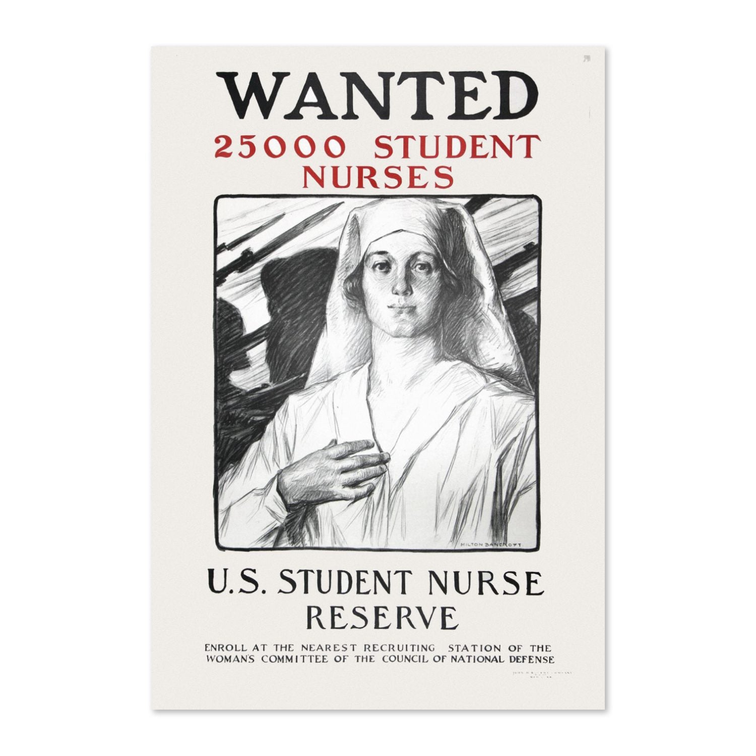 Wanted 25000 Student Nurses poster print